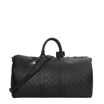 Sac Keepall 45 en toile damier noir