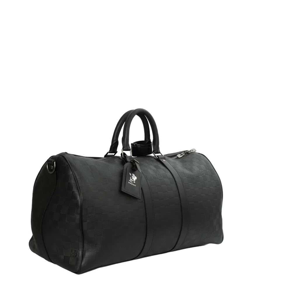 Sac Keepall 45 en toile damier noir