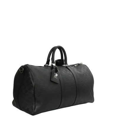 Sac Keepall 45 en toile damier noir