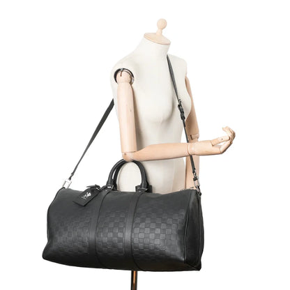 Sac Keepall 45 en toile damier noir