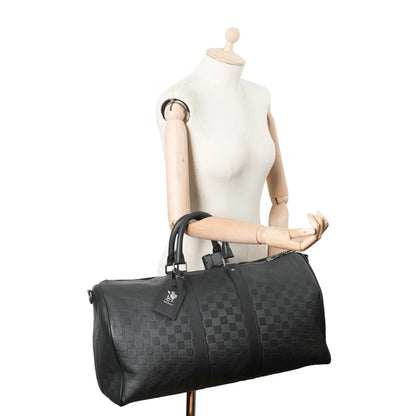 Sac Keepall 45 en toile damier noir