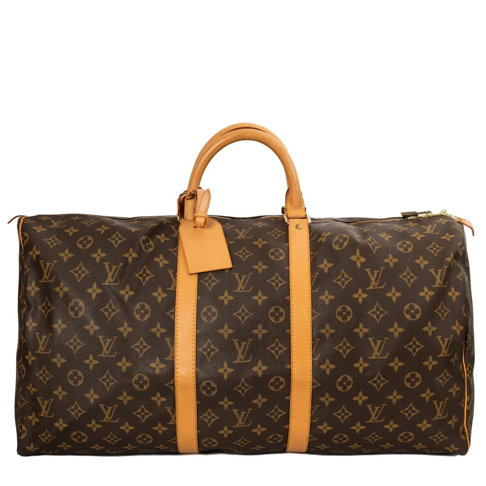 Sac Keepall 55 Vintage en toile monogram marron