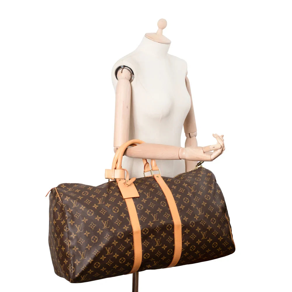 Sac Keepall 55 Vintage en toile monogram marron
