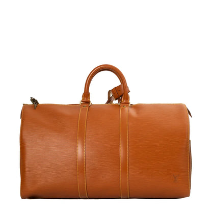 Sac Keepall 45 Vintage en cuir épi marron