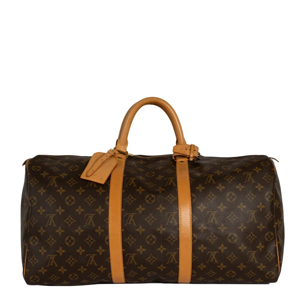 Sac Keepall 50 Vintage en toile monogram marron