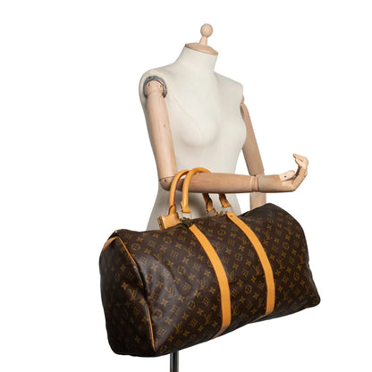 Sac Keepall 50 Vintage en toile monogram marron