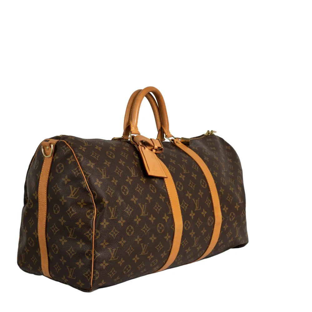 Sac Keepall 55 Vintage en toile monogram marron