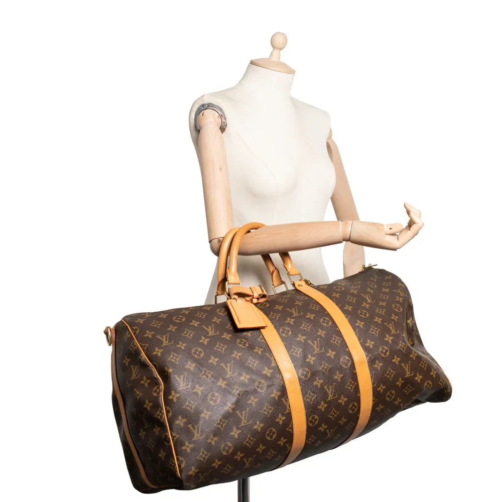 Sac Keepall 55 Vintage en toile monogram marron