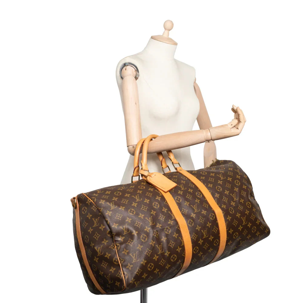 Sac Keepall 55 Vintage en toile monogram marron