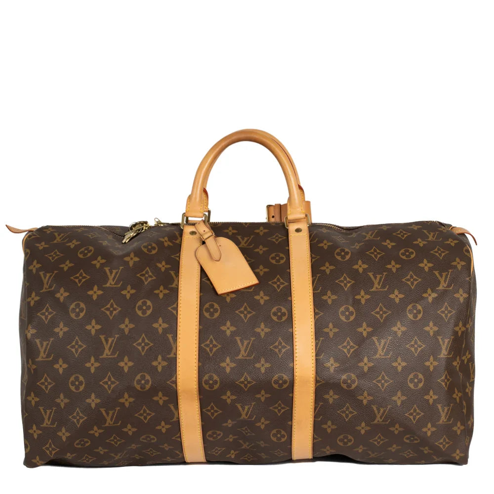 Sac Keepall 55 Vintage en toile monogram marron
