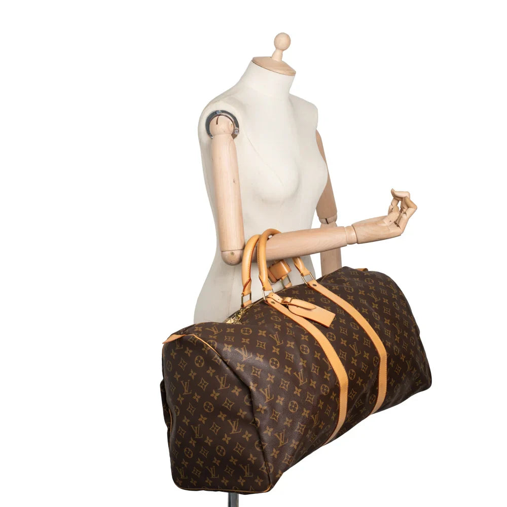 Sac Keepall 55 Vintage en toile monogram marron