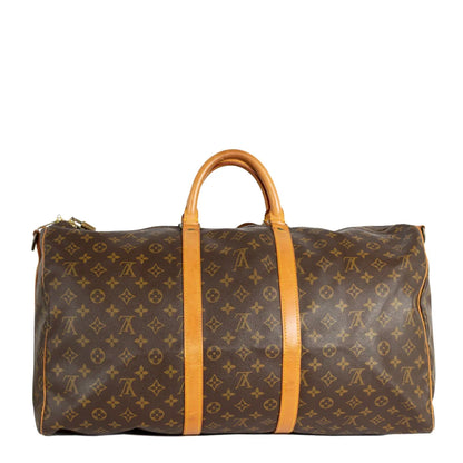 Sac Keepall 55 Vintage en toile monogram marron