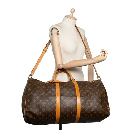 Sac Keepall 55 Vintage en toile monogram marron