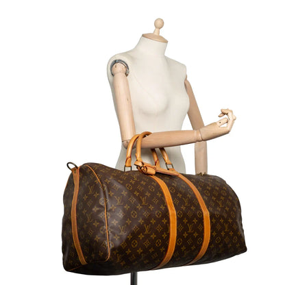 Sac Keepall 55 Vintage en toile monogram marron
