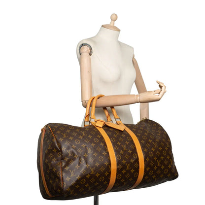 Sac Keepall 60 Vintage en toile monogram marron