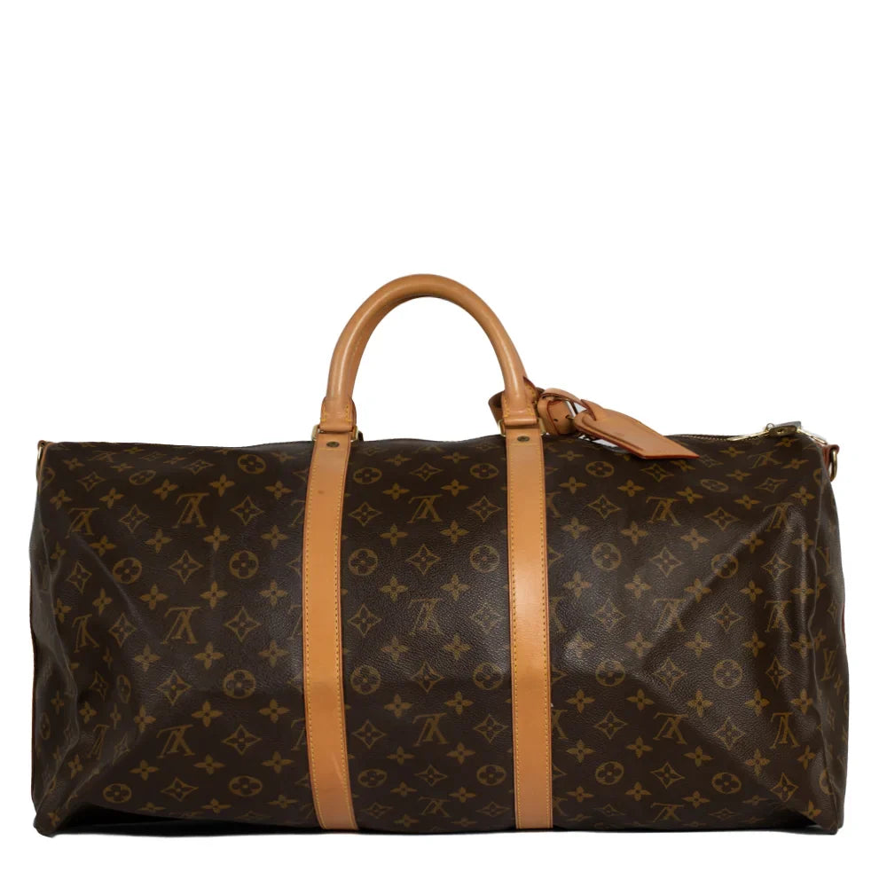 Sac Keepall 55 Vintage en toile monogram marron