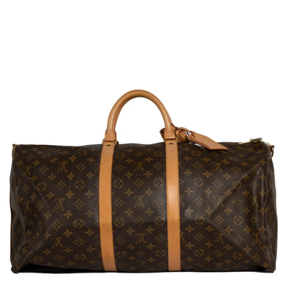 Sac Keepall 55 Vintage en toile monogram marron
