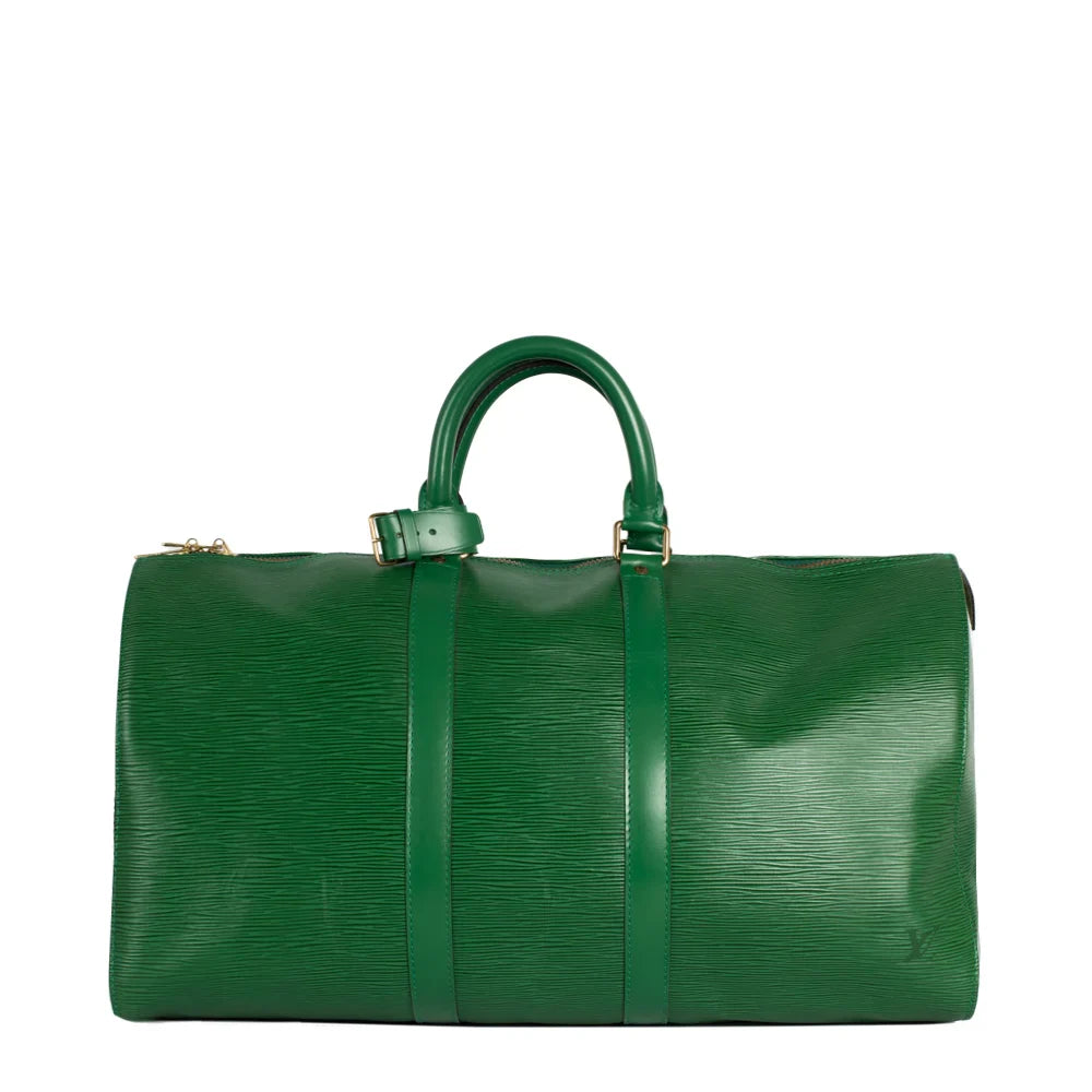 Sac Keepall 45 Vintage en cuir épi vert