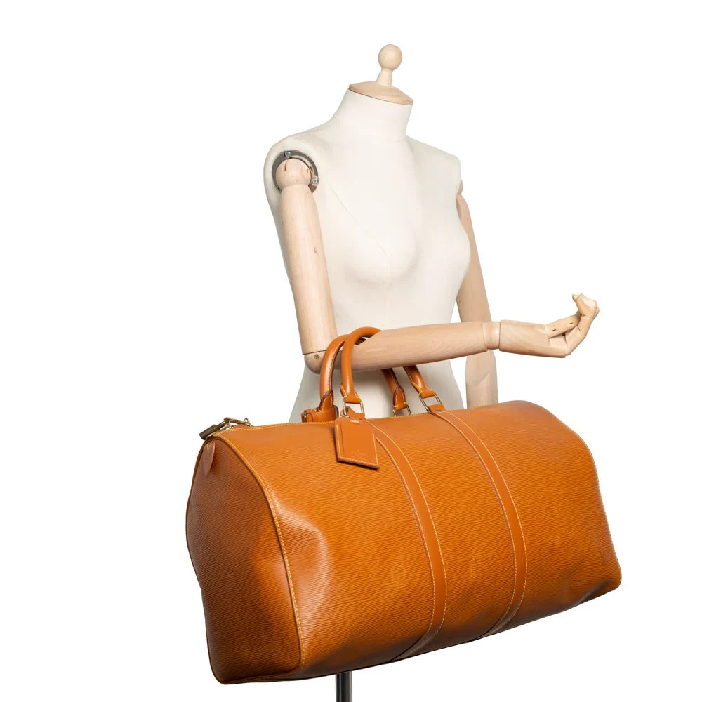 Sac Keepall 50 Vintage en cuir épi marron
