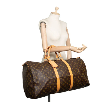 Sac Keepall 55 Vintage en toile monogram marron