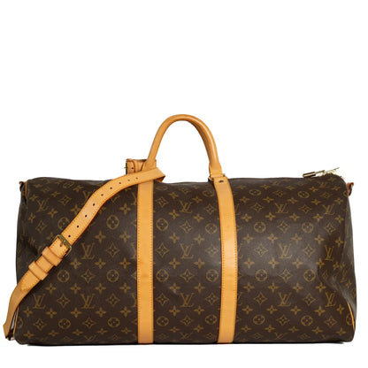 Sac Keepall 55 Vintage en toile monogram marron