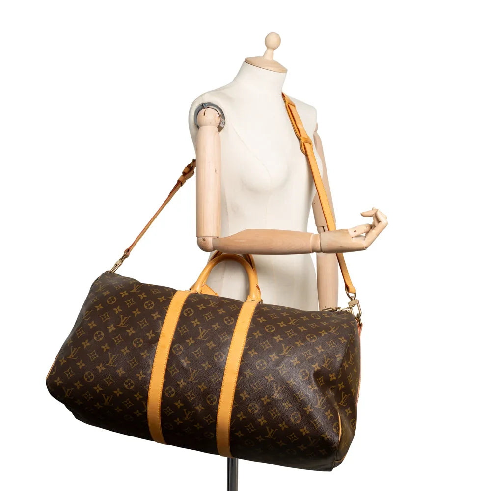 Sac Keepall 55 Vintage en toile monogram marron