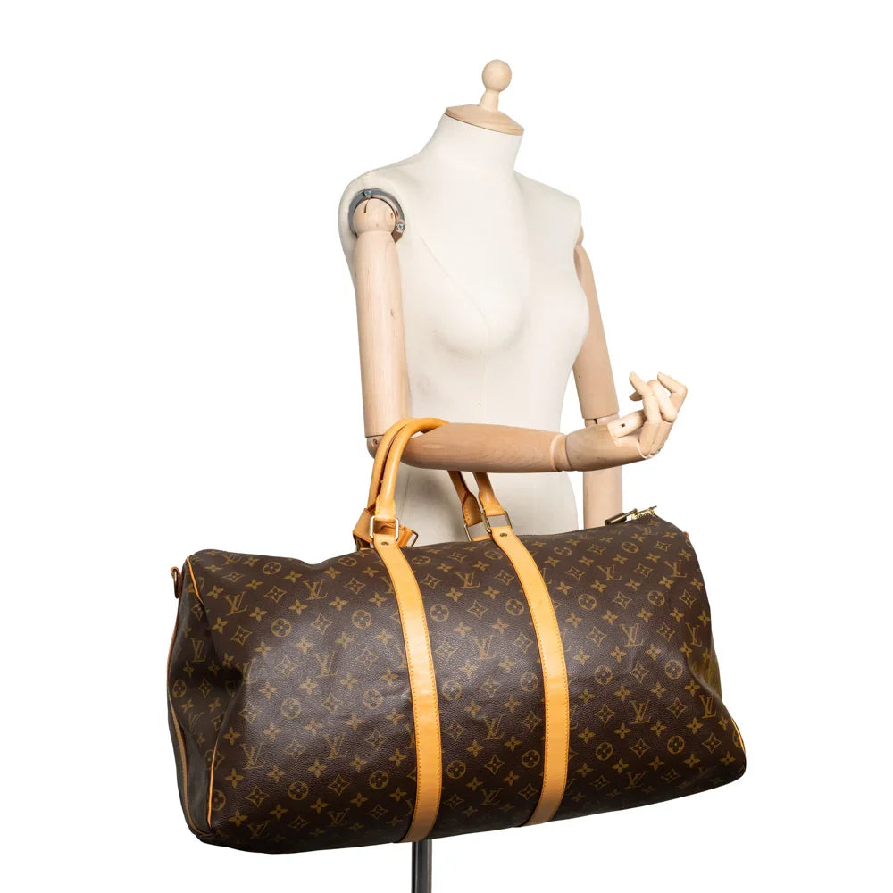 Sac Keepall 55 Vintage en toile monogram marron