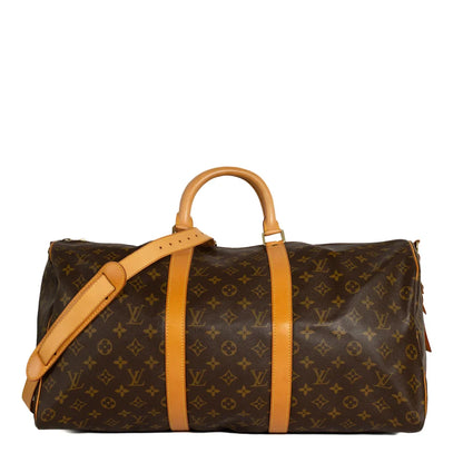 Sac Keepall 50 Vintage en toile monogram marron