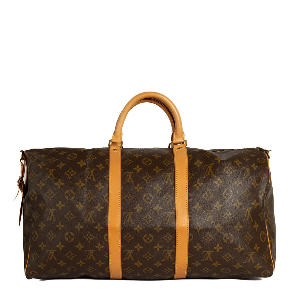 Sac Keepall 50 Vintage en toile monogram marron