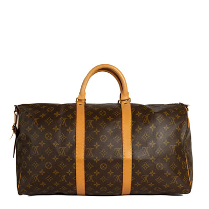 Sac Keepall 50 Vintage en toile monogram marron