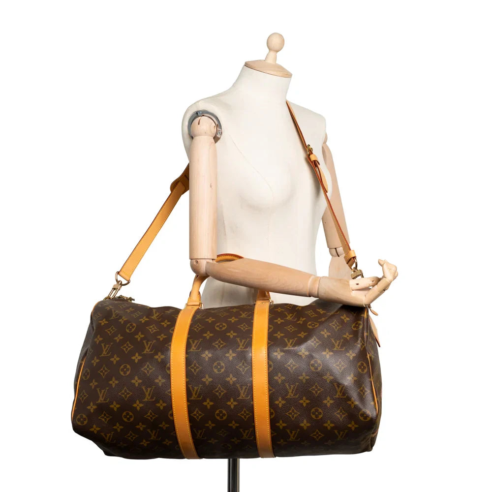 Sac Keepall 50 Vintage en toile monogram marron