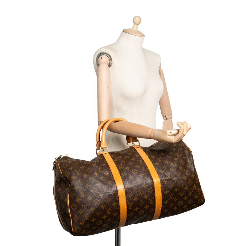 Sac Keepall 50 Vintage en toile monogram marron