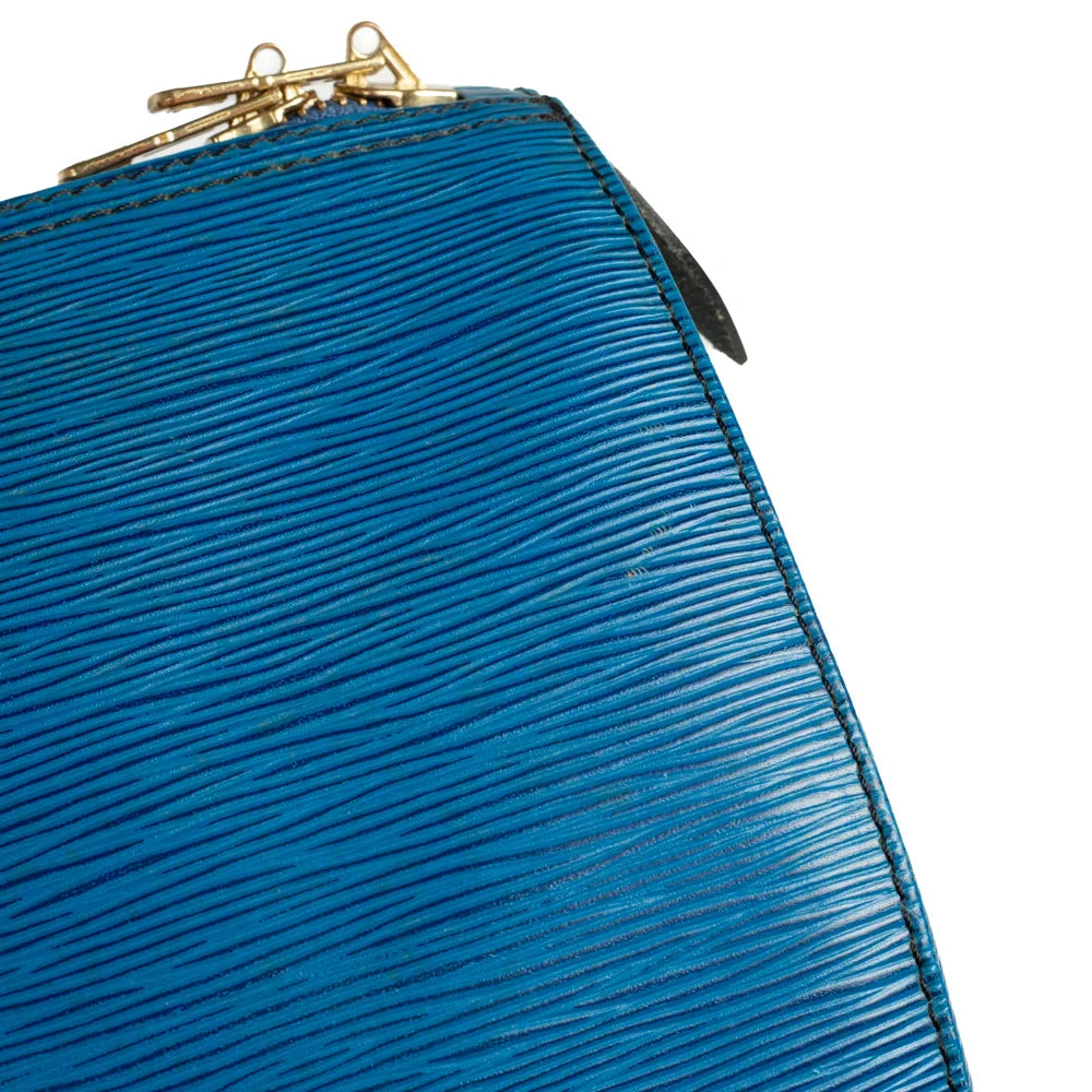 Sac Keepall 45 Vintage en cuir épi bleu