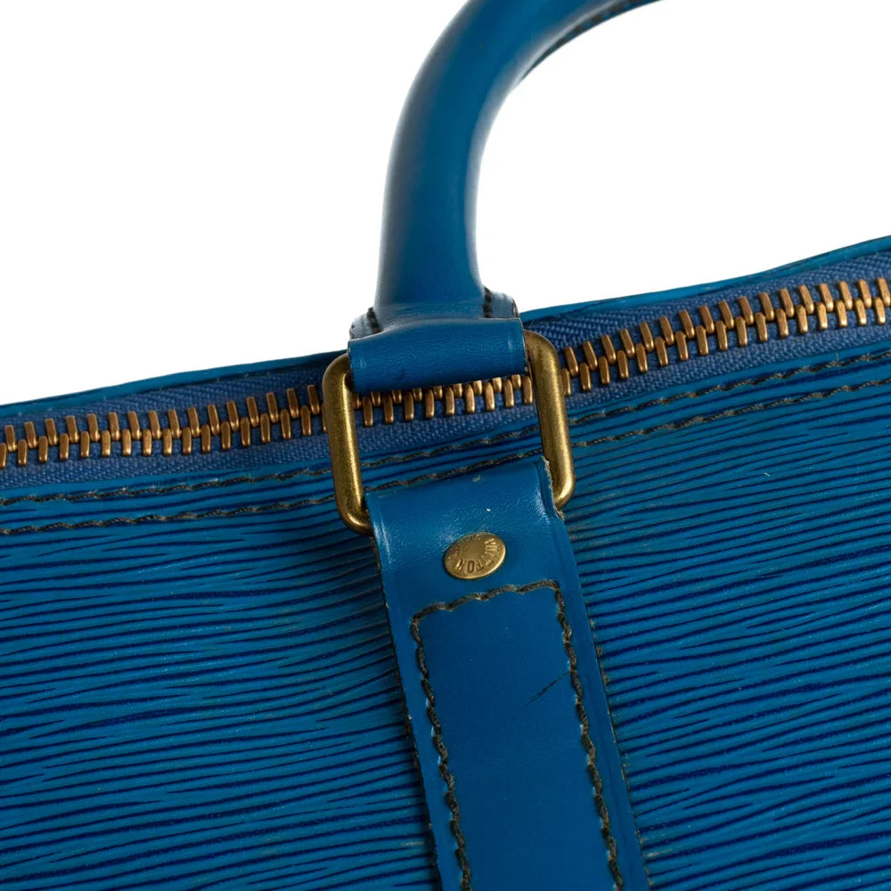 Sac Keepall 45 Vintage en cuir épi bleu