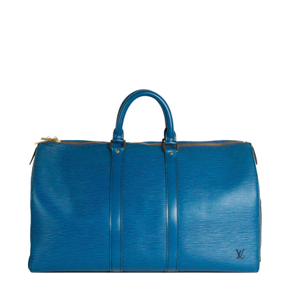 Sac Keepall 45 Vintage en cuir épi bleu