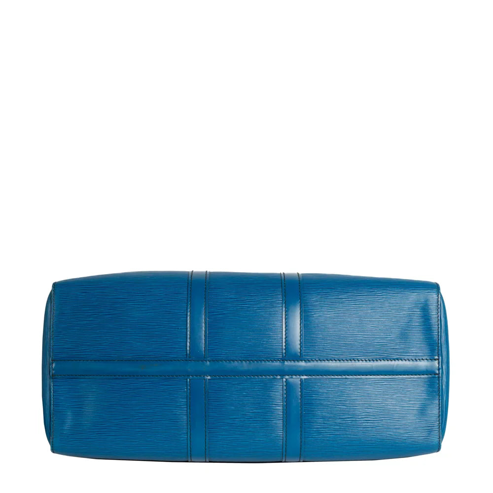 Sac Keepall 45 Vintage en cuir épi bleu