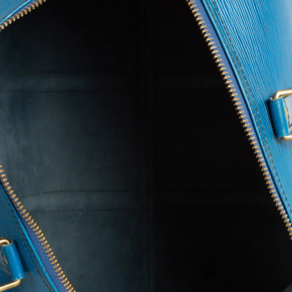 Sac Keepall 45 Vintage en cuir épi bleu
