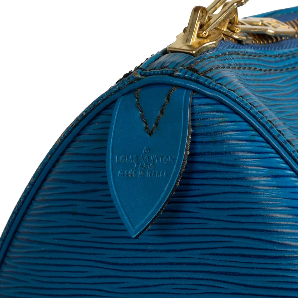 Sac Keepall 45 Vintage en cuir épi bleu