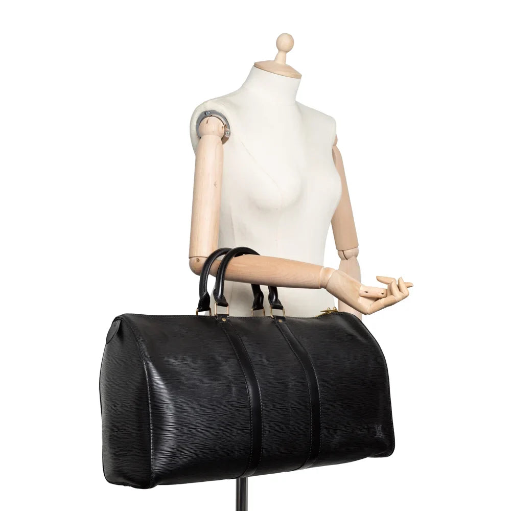 Sac Keepall 45 Vintage en cuir épi noir