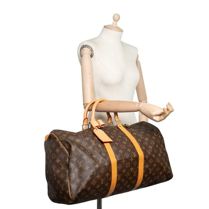 Sac Keepall 50 Vintage en toile monogram marron