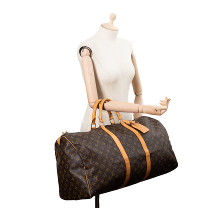 Sac Keepall 55 Vintage en toile monogramme marron
