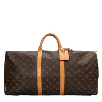 Sac Keepall 55 Vintage en toile monogramme marron