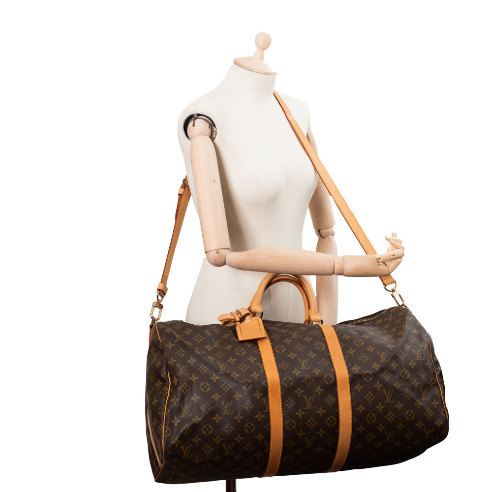 Sac Keepall 55 Vintage en toile monogramme marron