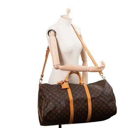 Sac Keepall 55 Vintage en toile monogramme marron