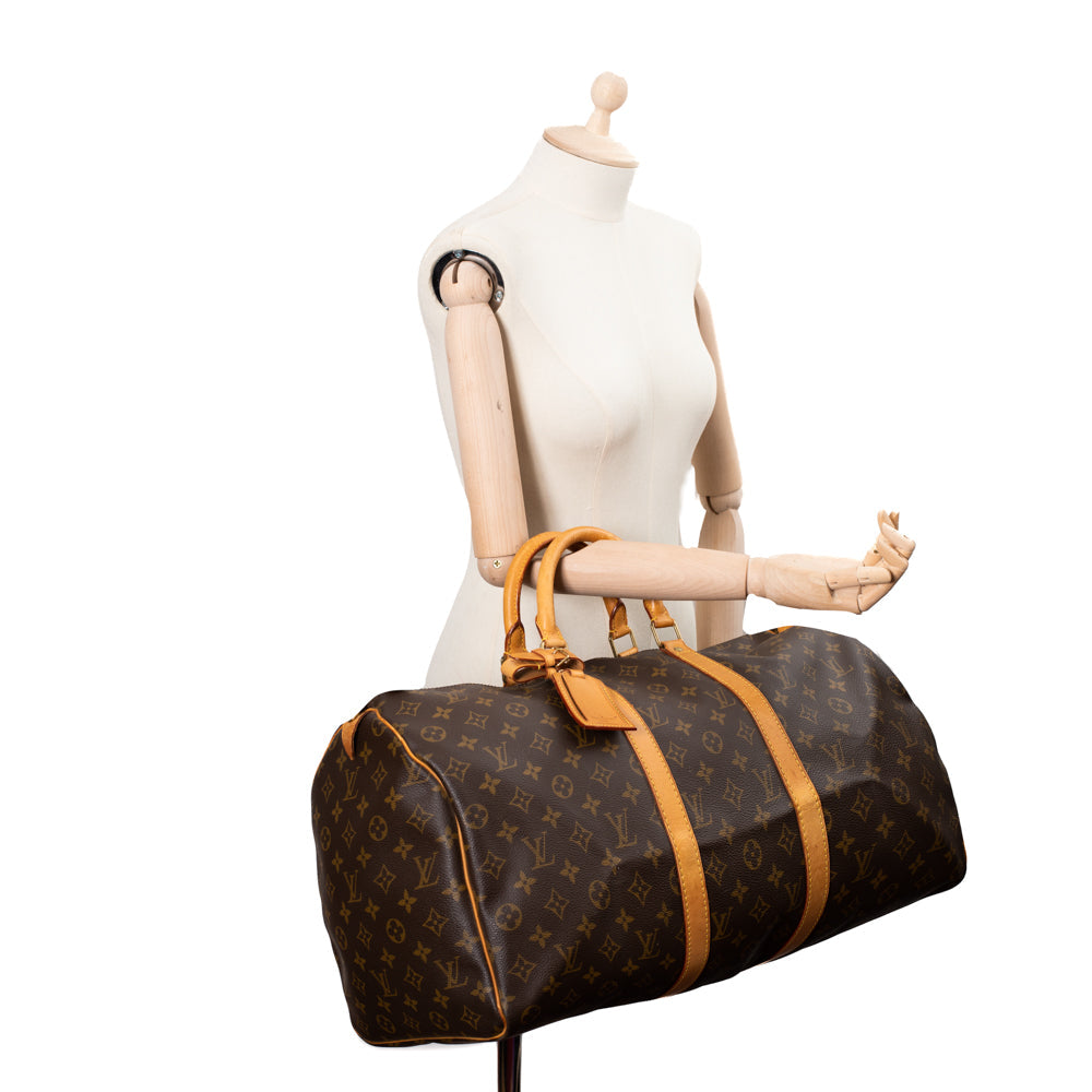 Sac Keepall 55 Vintage en toile monogramme marron