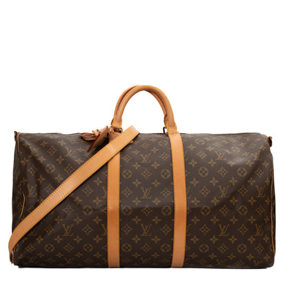 Sac Keepall 55 Vintage en toile monogramme marron