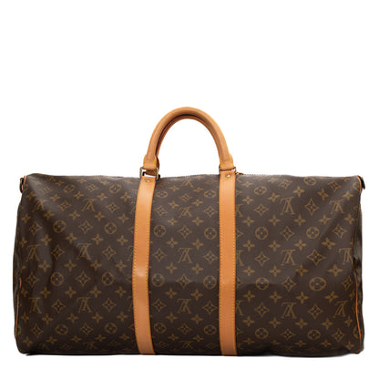 Sac Keepall 55 Vintage en toile monogramme marron