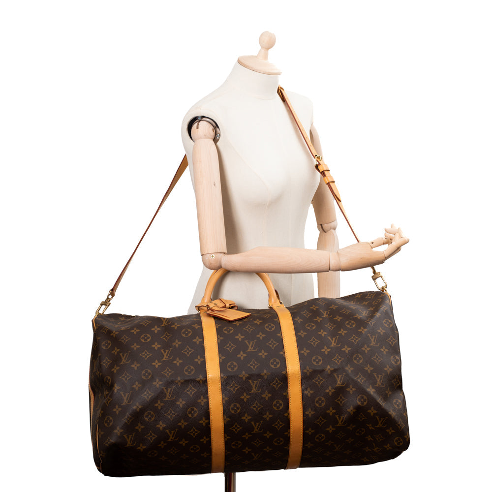 Sac Keepall 60 Vintage en toile monogramme marron