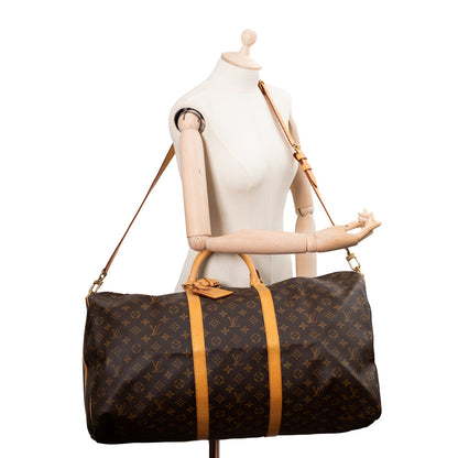 Sac Keepall 60 Vintage en toile monogramme marron