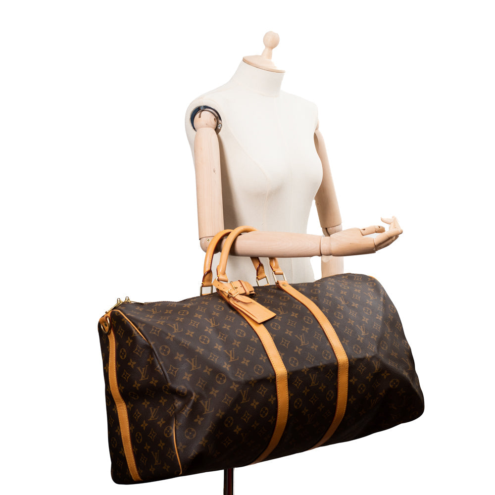 Sac Keepall 60 Vintage en toile monogramme marron